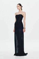 Misha Ember Wrapped Dress - Black