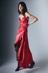 Sorella Ruffle Midi Dress - Wine