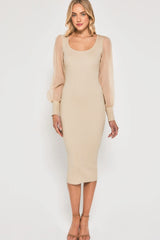 Amelia Knit Midi Dress - Cream
