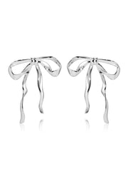 Organic Bow Earrings - Silver Plated