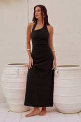 Saphira Long Midi Dress - Black