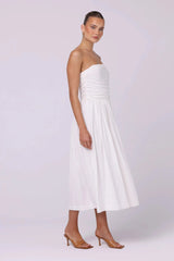 Adessa Linen Midi Dress - White