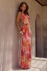 Xylia Halter Maxi Dress - Kiara Peach
