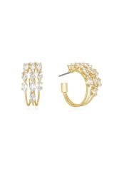 Multi-Crystal Huggie Hoop Earrings