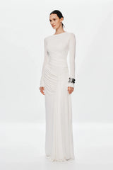 Misha Glacier Cupro Long Sleeve Maxi Dress - Ivory