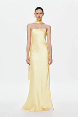 Misha Lilia Satin Gown - Soft Yellow