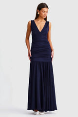 Neve V-Neck Maxi Dress - Navy