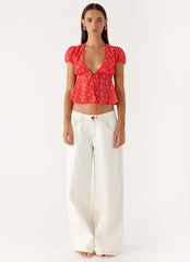 Ailani Top - Magenta Red Rose