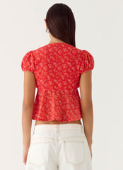 Ailani Top - Magenta Red Rose