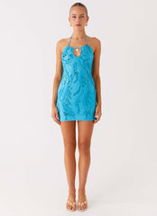 Bebe Beaded Mini Dress - Royal Blue