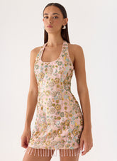 Ellerie Beaded Mini Dress - Pink
