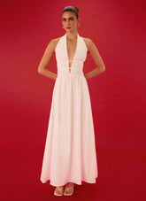 Figaro Halter Maxi Dress - White