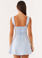 Jamaya Tie Mini Dress - Blue