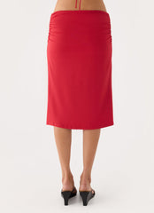 Madelyne Jersey Midi Skirt - Chilli Red
