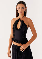 Mariella Linen Top - Black