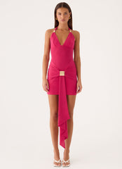 Miyah Halter Hardware Mini Dress - Berry