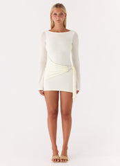 Niella Long Sleeve Wrap Mini Dress - Ivory