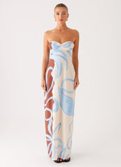 Raiden Maxi Dress - Bloom Wave Print