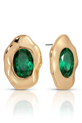 Molten Glow Crystal Studs - Emerald