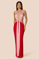 Nookie Chiara Halter Gown - Red/Pink