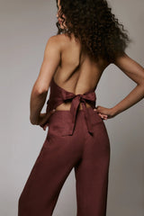 Domenica Linen Vest - Chestnut