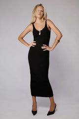 Mason Ribbed Midi Dress - Black