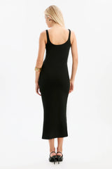 Mason Ribbed Midi Dress - Black