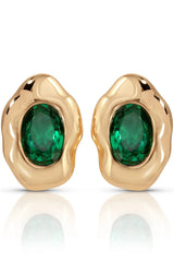 Molten Glow Crystal Studs - Emerald