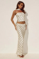 Blaine Maxi Skirt - Cream/Black Polka