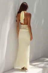 Lina Halter Maxi Dress - Lemon