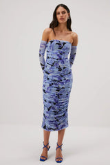 Misha Cosimo Mesh Dress With Gloves - Water Color Floral