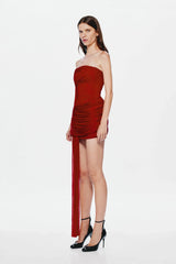 Misha Ember Wrapped Mini Dress - Cherry