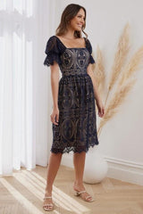 Remie Dress - Navy/Beige