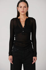 Xavier Button Top - Black