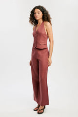 Domenica Linen Vest - Chestnut