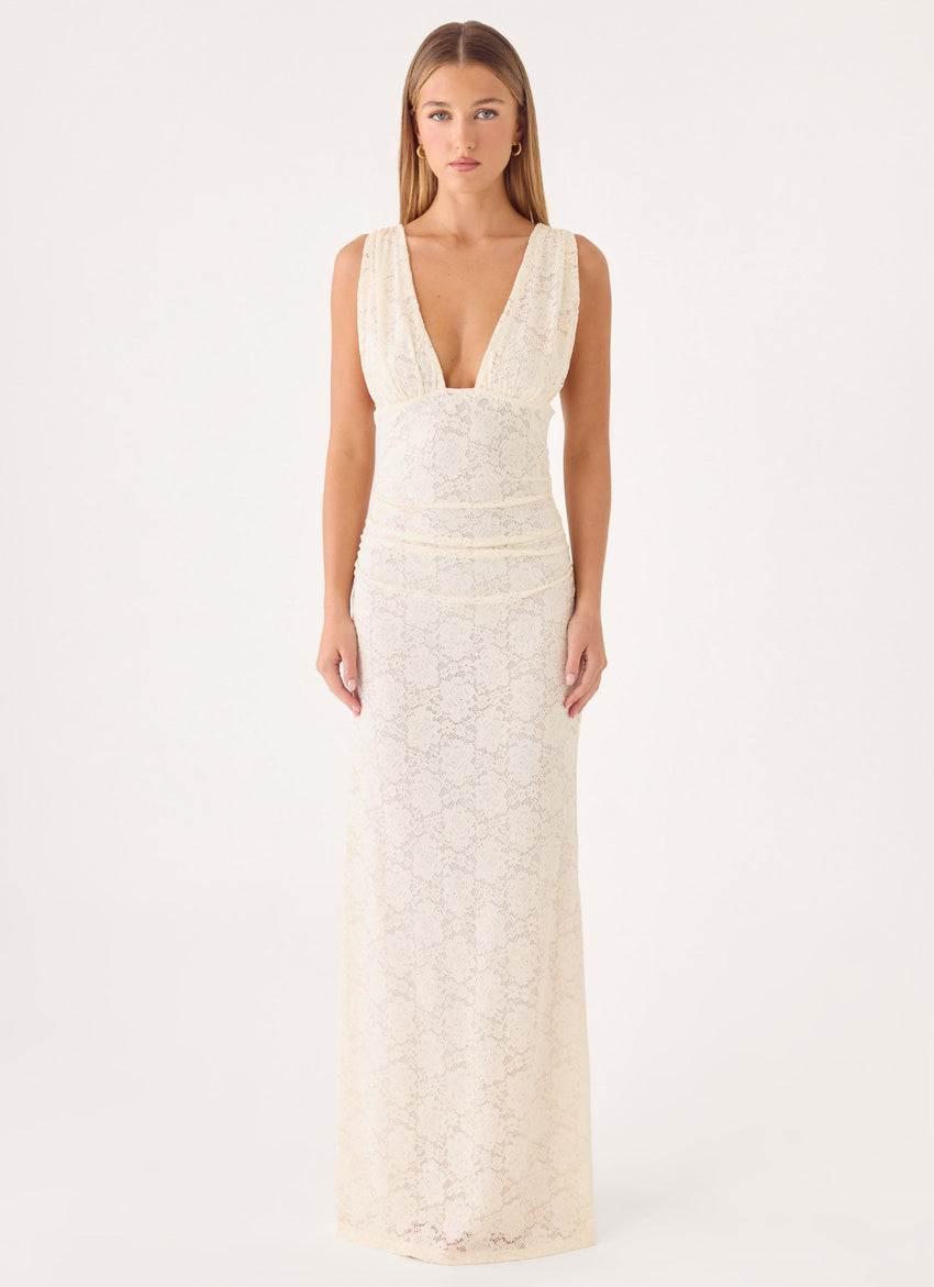 Aarin Lace Maxi Dress - Cream