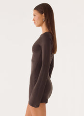Alonna Mini Dress - Chocolate Fudge