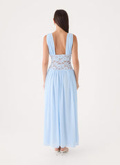 Berdine Lace Maxi Dress - Blue