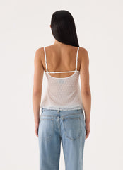 Elsie Mesh Polka Dot Top - White