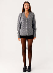 Frawley Cable Knit Cardigan - Grey