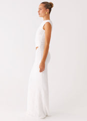 Galantis One Shoulder Maxi Dress - White