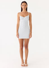Last Light Mini Dress - Porcelain Blue Polka Dot