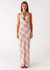 Muse Maxi Dress - Pink Check