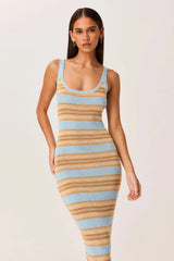 Malina Shimmer Maxi Dress - Blue Stripe
