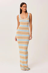 Malina Shimmer Maxi Dress - Blue Stripe
