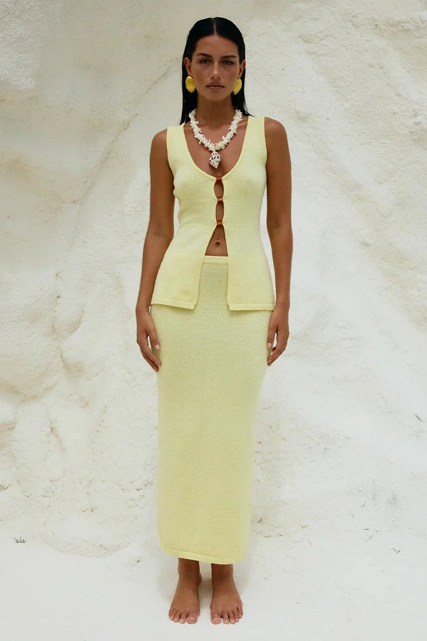 Nadina Midi Skirt - Lemon