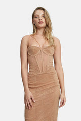 Fleur Lace Midi Dress - Biscuit