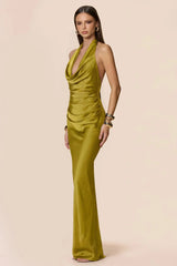 Nookie Penelope Drape Gown - Chartreuse