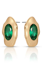 Molten Glow Crystal Studs - Emerald
