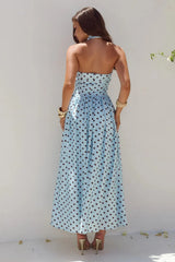 Sammi Midi Dress - Sky Blue/Choc Polka